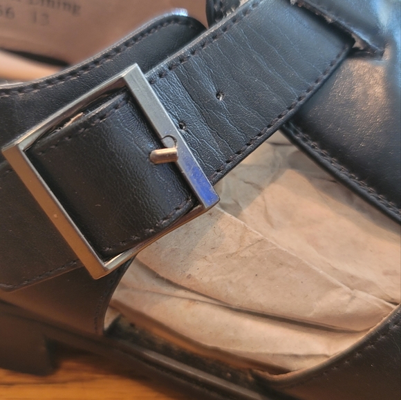 Majestic Collection Black Leather Open Closed Toe Slingback Sandals Shoes 13 - Picture 5 of 11